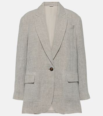 Brunello Cucinelli Oversized V-neck linen-blend blazer