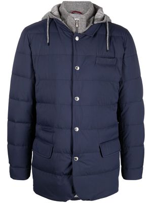 Brunello Cucinelli padded hooded down jacket - Blue