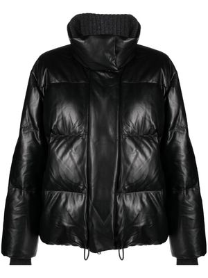 Brunello Cucinelli padded leather puffer jacket - Black
