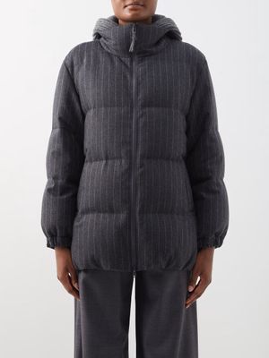 Brunello Cucinelli - Padded Virgin Wool-blend Pinstripe Coat - Womens - Grey