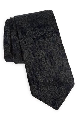 Brunello Cucinelli Paisley Jacquard Silk & Virgin Wool Tie in Cf429-Blue Grey