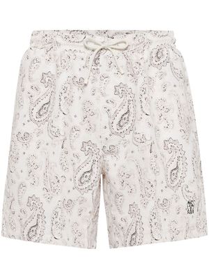 Brunello Cucinelli paisley-print swim shorts - White