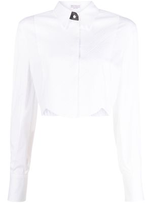 Brunello Cucinelli panelled cropped shirt - White