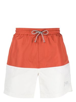 Brunello Cucinelli panelled-design swim shorts - Orange