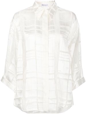 Brunello Cucinelli panelled semi-sheer shirt - White