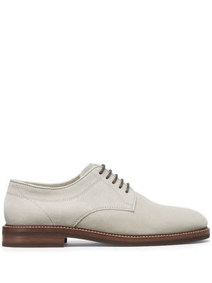 Brunello Cucinelli panelled suede derby shoes - Neutrals