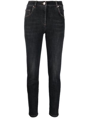 Brunello Cucinelli patch detail high-waisted jeans - Black