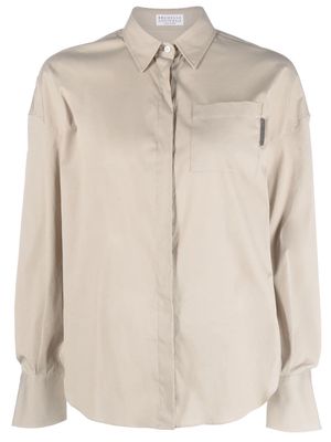 Brunello Cucinelli patch pocket buttoned shirt - Neutrals