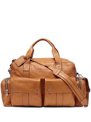 Brunello Cucinelli patch-pocket leather holdall - Brown