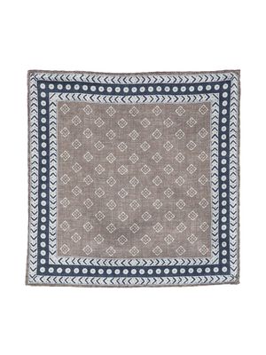 Brunello Cucinelli patterned-print silk scarf - Blue