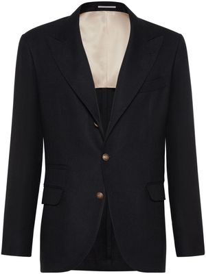 Brunello Cucinelli peak-lapels linen-blend blazer - Black