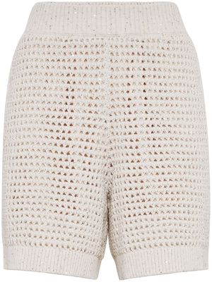 Brunello Cucinelli perforated cotton shorts - Neutrals