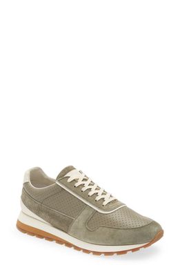 Brunello Cucinelli Perforated Leather Sneaker in Green