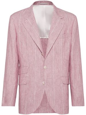 Brunello Cucinelli pinstripe linen blazer - Pink
