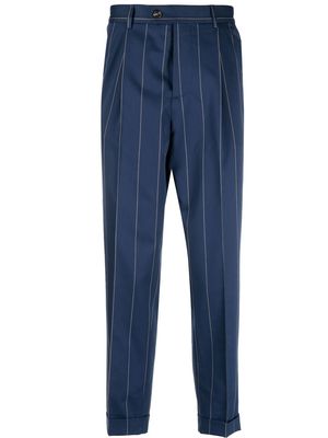 Brunello Cucinelli pinstripe-print cropped trousers - Blue