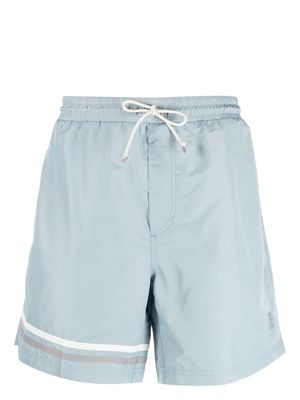 Brunello Cucinelli pinstripe swimming trunks - Blue
