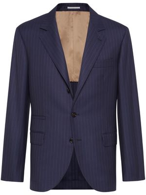 Brunello Cucinelli pinstripe virgin-wool blazer - Blue