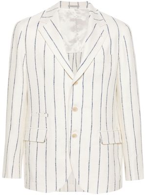 Brunello Cucinelli pinstriped interlock-twill blazer - Neutrals