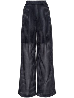 Brunello Cucinelli pinstriped semi-sheer trousers - Blue