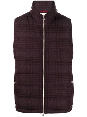Brunello Cucinelli plaid check-pattern padded gilet - Red