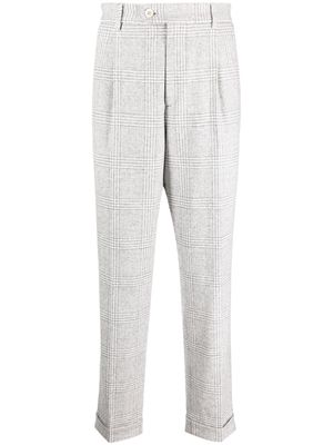 Brunello Cucinelli plaid-check wool-blend tapered trousers - Grey