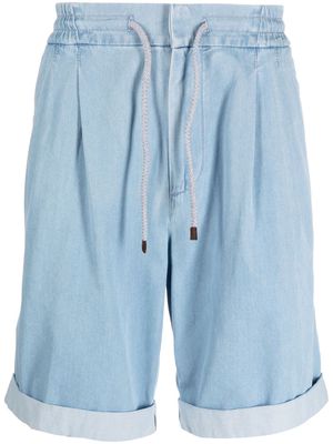 Brunello Cucinelli pleat-detail denim shorts - Blue