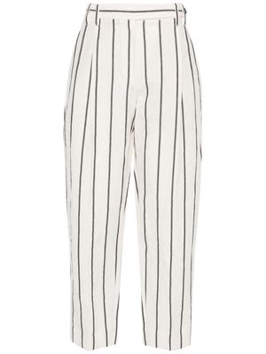 Brunello Cucinelli pleat-detail striped straight-leg trousers - Neutrals