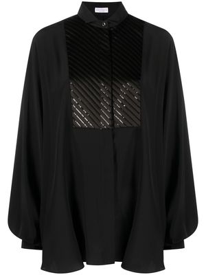 Brunello Cucinelli pleated-bib detail blouse - Black