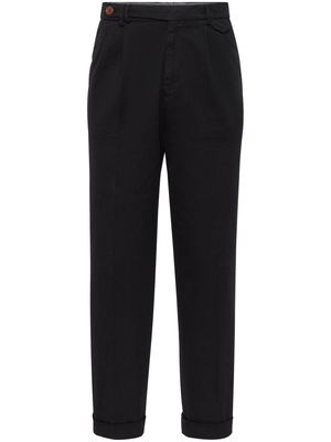 Brunello Cucinelli pleated cotton chinos - Black