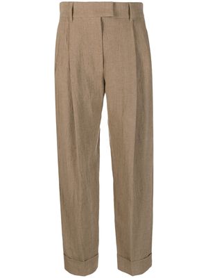 Brunello Cucinelli pleated cropped trousers - Brown