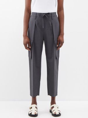 Brunello Cucinelli - Pleated Cropped Wool-blend Trousers - Womens - Grey