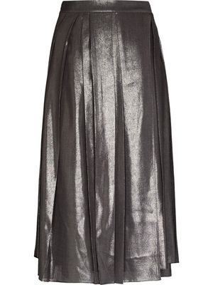 Brunello Cucinelli pleated glossy midi skirt - Grey
