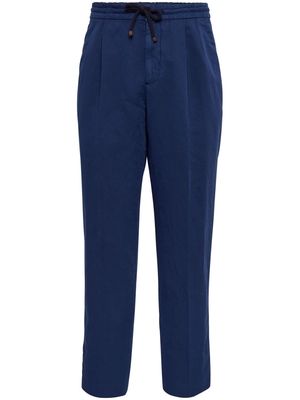 Brunello Cucinelli pleated linen-cotton trousers - Blue