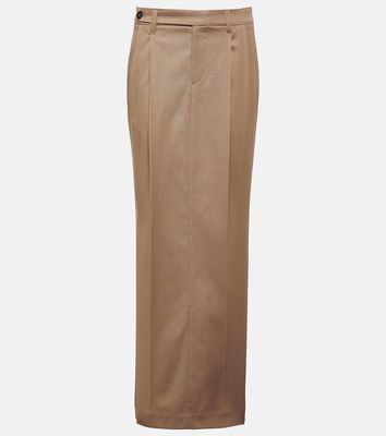 Brunello Cucinelli Pleated low-rise cotton-blend maxi skirt