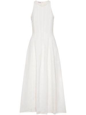 Brunello Cucinelli pleated sleeveless maxi dress - White