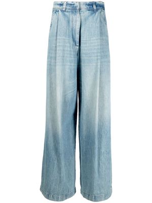 Brunello Cucinelli pleated wide-leg jeans - Blue