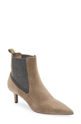 Brunello Cucinelli Pointed Toe Chelsea Boot in Light Taupe