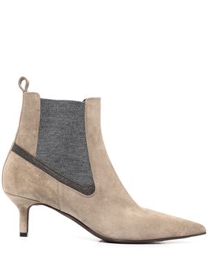 Brunello Cucinelli pointed toe low heel boots - Brown
