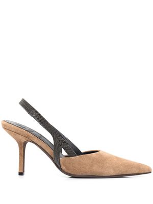 Brunello Cucinelli pointed-toe slingback pumps - Grey