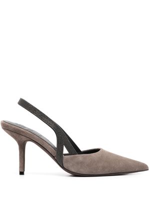Brunello Cucinelli pointed-toe suede pumps - Grey