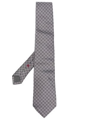 Brunello Cucinelli polka dot-embroidered silk tie - Grey