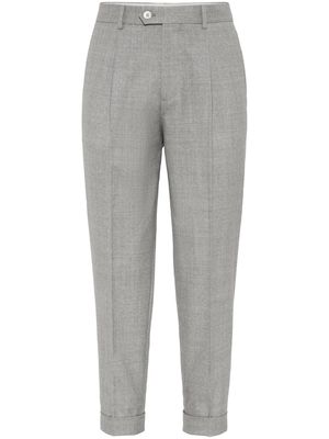 Brunello Cucinelli pressed-crease tapered trousers - Grey