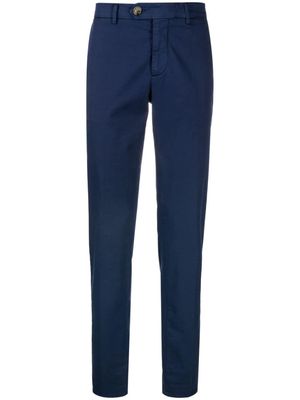 Brunello Cucinelli pressed-crease twill tapered trousers - Blue