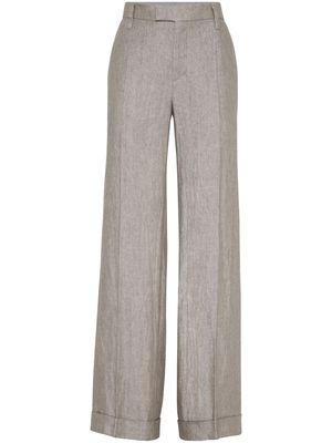 Brunello Cucinelli pressed-crease wide-leg trousers - Brown