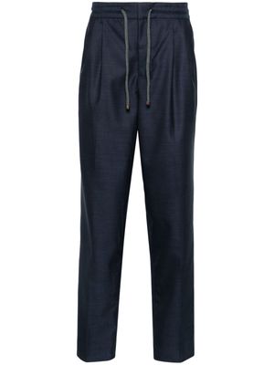 Brunello Cucinelli pressed-crease wool trousers - Blue