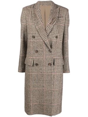 Brunello Cucinelli Prince of Wales check double-breasted coat - Neutrals