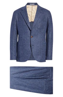 Brunello Cucinelli Prince of Wales Plaid Wool & Cashmere Two-Piece Suit in C056-Denim
