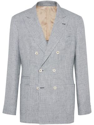 Brunello Cucinelli puppytooth double-breasted linen blazer - White