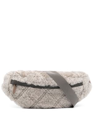 Brunello Cucinelli quilted faux-fur belt bag - Grey