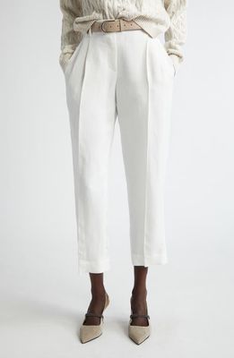 Brunello Cucinelli Relaxed Viscose & Linen Twill Pants in Natural